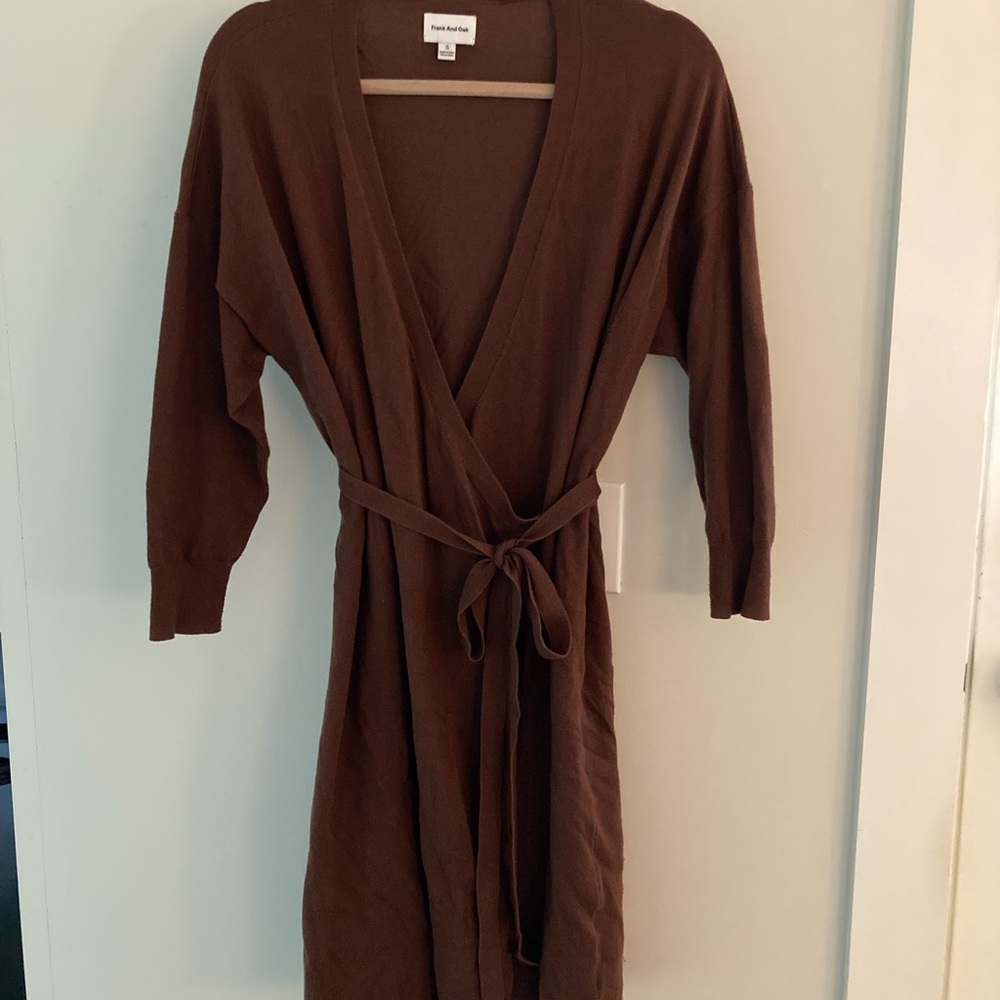 Frank & Oak Cotton Long Sleeve Wrap Dress